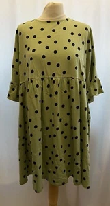 ASOS Green Polka Dot Cotton Oversized Short Sleeve Dress Size 10 - Picture 1 of 12