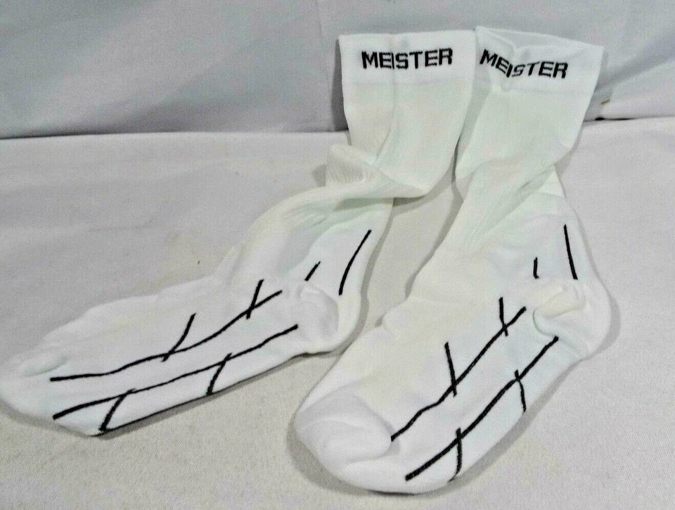 MEISTER COMPRESSION SOCKS - WHITE Running Calf Leg Shin Splints CrossFit TF - Image 1 of 1