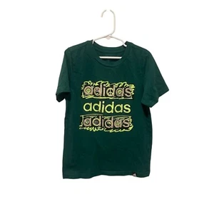 adidas Youth Boys T Shirt Green Size Small Logo Short Sleeve Regular Fit Cotton - Picture 1 of 9