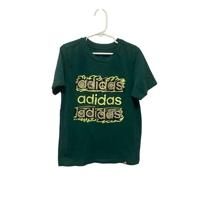 adidas Youth Boys T Shirt Green Size Small Logo Short Sleeve Regular Fit Cotton - Image 1 of 4