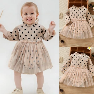 Toddler Baby Girls Summer Romper Cute Long Sleeve Tutu Mesh Dress Jumpsuits - Picture 1 of 9