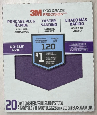 120 Grit Pro Grade Sandpaper Cubitron Bulk - 5PK (100 Sheets) 3M 20 Pk 9"x 11"