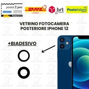 VETRINO VETRO LENTE FOTOCAMERA POSTERIORE IPHONE 12 + BIADESIVO - Zdjęcie 1 z 1