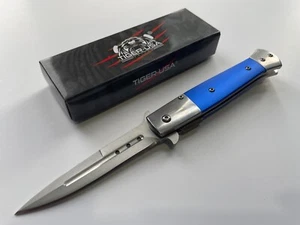 Navaja de Bolsillo Stiletto Plegable Asistida por Resorte Tiger-USA 8.25" Azul SJ-1011-BL - Imagen 1 de 3