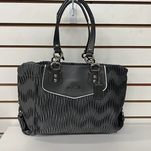 Coach Ashley gesammelte Satin-Schultertasche Tragetasche F20050 SV/Anthrazitgrau - Bild 1 von 8