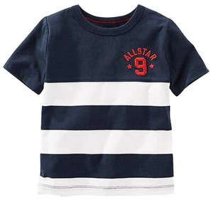 OshKosh Boys' Short Sleeve "Allstar 9" Striped Tee; Navy/White (Size 6) - Picture 1 of 1