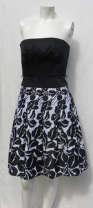 WHITE HOUSE BLACK MARKET Print Cotton Strapless Party Dress size XS 0 Pockets - Picture 1 of 7