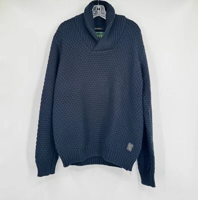 Suéter grueso Scotch & Soda para hombre azul tejido con textura cuello chal retorcido talla L Foto 1 de 4