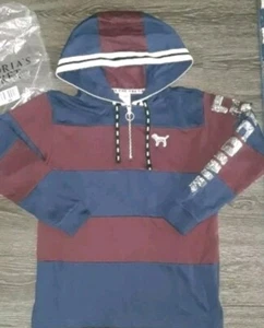 VS pink bling campus half zip brand new size X small black ruby/navy - Picture 1 of 4