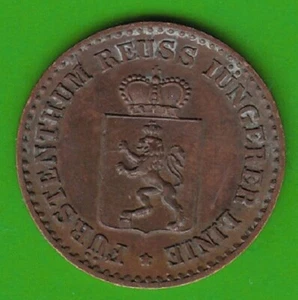 Reuss Younger Line 1 Pfennig 1868 better than very fine NSWLeipzig - Picture 1 of 2