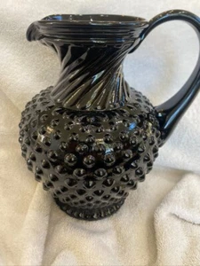 Vintage Tiara Indiana Glas schwarz Nägel Wirbel Top Krug 8,5" hoch - Bild 1 von 5