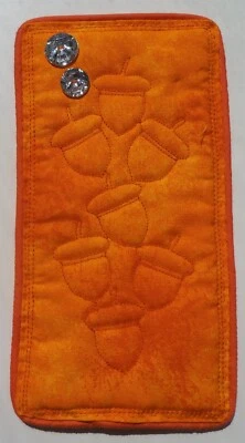 Handmade Orange Fabric Soft Quilted Eyeglass Sunglass Sleeve w/Piping Border - Image 1 of 3