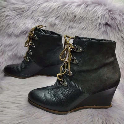 Botines de cuña Franco Sarto The Artistic Leather Collection para mujer talla 7 negros Foto 1 de 4