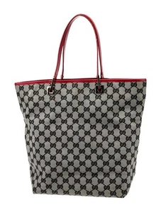 GUCCI GG Canvas Black Red Leather   Tote bag W/Pouch  - Picture 1 of 4