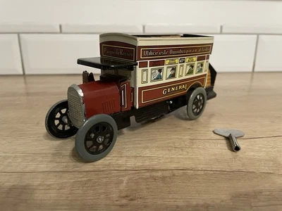 Bus En Tôle Jouet Ancien Avec Mécanisme Et Sa Clé  - Photo 1/4