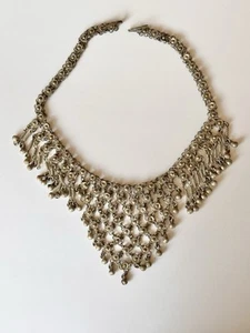 Vintage Egyptian Revival Filigree Flower Bib Belly Dancing Bells Necklace - Picture 1 of 8