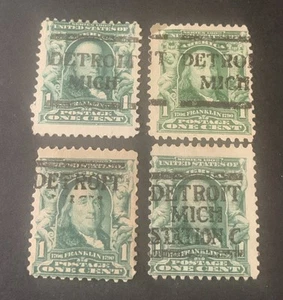 Detroit,Mich. Precancel 1902 1c green PSS# L-1 E 4pcs. - Picture 1 of 1