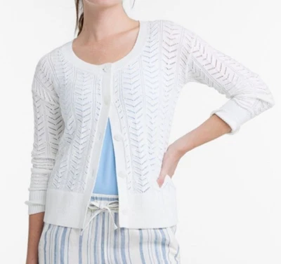 Cardigã feminino LL Bean Frye Island Pointelle suéter médio - Imagem 1 de 4