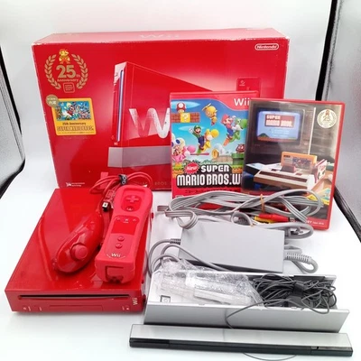 Super Mario Bros 25th Anniversary Nintendo Wii Console Red Limited Japanese CIB - Image 1 of 4