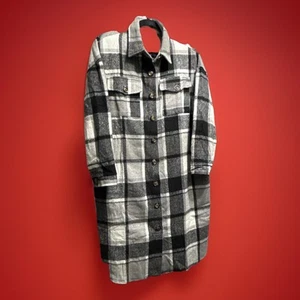 GRAY, BLACK & WHITE Super Soft Flannel Tunic Size L - Picture 1 of 8