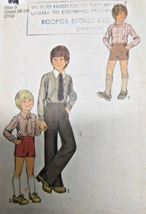Vintage 1970s Style 4269 Boy's Shirt Tie Trousers Shorts Sewing Pattern W20.5" - Picture 1 of 3