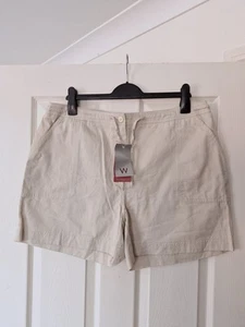 FÜR DAMEN Stone Baumwolle Shorts Neu mit Etikett UK18 Taille 36" Urlaub Sommer - Bild 1 von 2