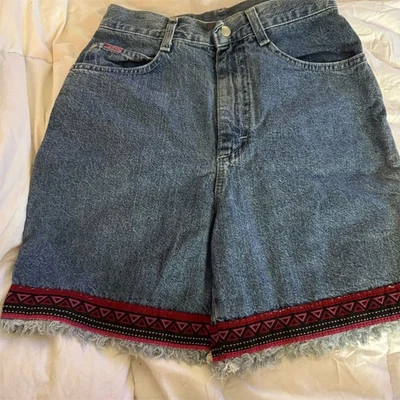 Pantalones Cortos Vaqueros Riders Vintage Cintura Alta Dobladillo Adornado Talla 16 Azul Foto 1 de 4