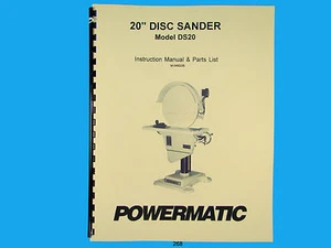 Powermatic  Model DS20 DiscSander Instruction & Parts List Manual *268 - Picture 1 of 3