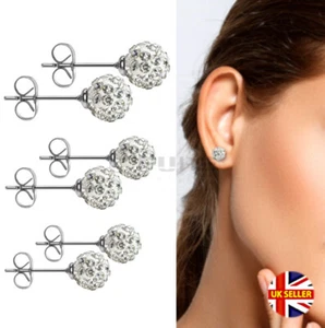 5-8MM Cartilage Helix Silver Shamballa Ball Stud Earrings Ear Piercing Jewelry - Picture 1 of 36