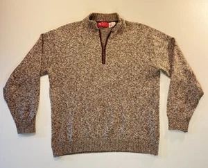 Vintage Binghamton Knitting Co. USA Men’s Sweater L Wool Blend Quarter Zip Brown - Picture 1 of 9