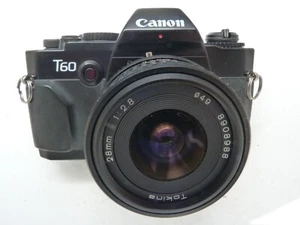 VINTAGE Canon T60 SLR Camera,TOKINA 28/2.8 lens .READ - Picture 1 of 20