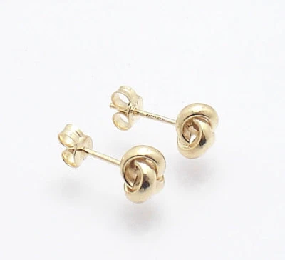 Маленький итальянский любовь узел Розетта серьги-гвоздики Push назад реальный 14K желтое золото - Изображение 1 из 4