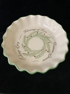 Holiday Peace, love and Joy Cheer Ceramic Pie Plate - Picture 1 of 10