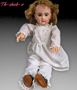 JUMEAU TAILLE 10 PORCELAINE BOUCHE OUVERTE YEUX MOBILE MECANISME DOLL BISQUE - Imagen 1 de 24