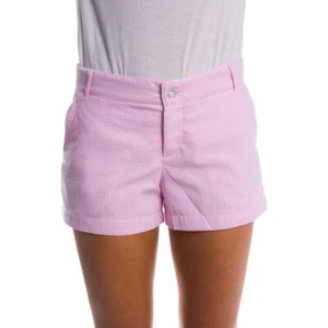Neu mit Etikett Lauren James Damen-Popeline-Shorts vorne flach vorbereitet 3" Schrittlänge rosa XS - Bild 1 von 2