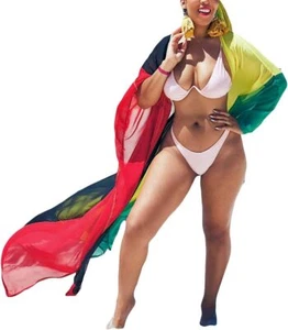 Bsubseach Plus Size Women Chiffon Beach Bikini Cover Up Colorful Multicolor 2 - Picture 1 of 5