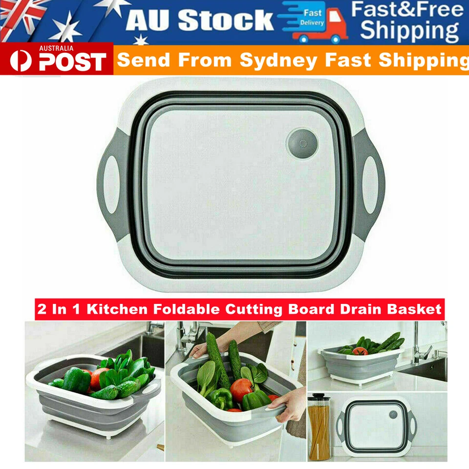 Camping Picnic Foldable Chopping Cutting Board Collapsible Strainer Basket Drain - image 1 of 4