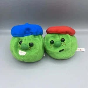 Rare Vintage GUND VeggieTales The French Peas Jean Claude + Phillipe 4'' Plush - Picture 1 of 5