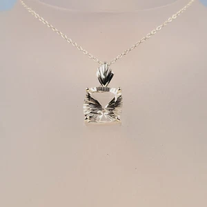 White Topaz Pendant, Conclave Cut Faceted Sparkling Natural Gemstone, Handmade - Picture 1 of 4