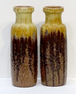 2 Vintage WEST GERMAN POTTERY Retro Vase MID-CENTURY MODERN Fat Lava / SCHEURICH - Picture 1 of 4