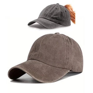 Vintage Pferdeschwanz Baseballmützen für Frauen hohe unordentliche Dutt verstellbare Mütze Ponycaps - Bild 1 von 7