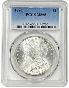 1886 Morgan Silver Dollar $1 Coin PCGS MS 65 - Picture 1 of 2