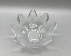 Blenko Hand Blown Clear Round Flower Shaped Lotus Glass Textured Bowl - Picture 1 of 5