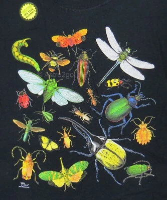 Camiseta GLOW BUGS-Mariposa Escarabajos Ladybug Termita Hormiga Insectos Naturaleza Niños XS-L Foto 1 de 2
