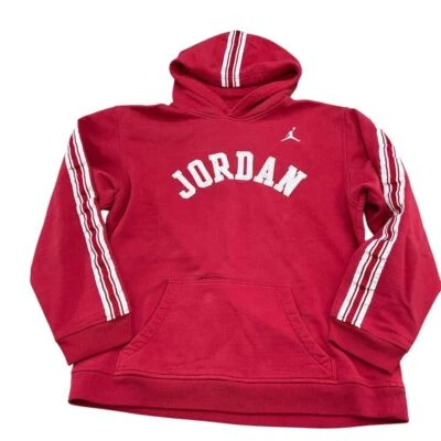 Jordan Hoodie Men Large Red White Stitched Twill Stripe Pullover Basketball - Image 1 of 4