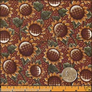 SPRINGS "HARVEST SUNFLOWERS" #10118 FALL AUTUMN COTTON FABRIC 1/2 YD 18" X 43" - Picture 1 of 1