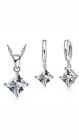 Rombo Cubic Zirconia Pendant Necklace and Earring Set, Sterling Silver 925 - New