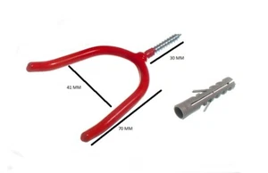 Roter Wandhaken Werkzeug Aufbewahrung Allzweckhaken Aufhänger mit Rawl-Stecker mit Packgröße 6 - Bild 1 von 1