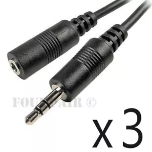 3 Pack Lot - 10ft 3.5mm Stereo Audio Extension Cable Male to Female M/F MP3 1/8" - Picture 1 of 2