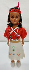 Vintage Native American Souvenir Red White Sleepy Eyes Baby Papoose Indian Doll